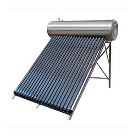 O sistema de aquecimento solar de água pressurizado dividido consiste em coletor solar de placa plana, tanque vertical de armazenamento de água quente, estação de bombeamento e vaso de expansão