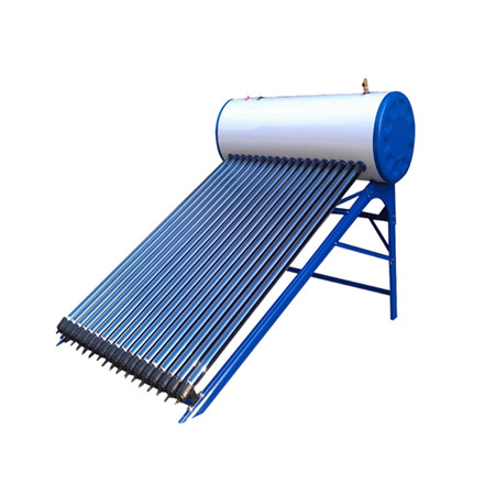 O sistema de aquecimento solar de água pressurizado dividido consiste em coletor solar de placa plana, tanque vertical de armazenamento de água quente, estação de bombeamento e vaso de expansão